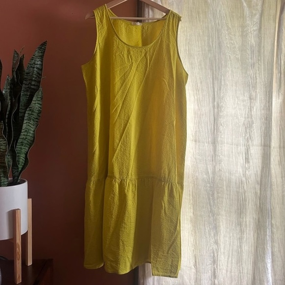 Eileen Fisher Petites Chartreuse Irish Linen Sleeveless Tunic Dress Size M - Picture 11 of 11